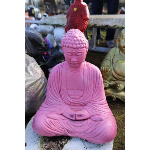 40 - Small garden Buddha ornament pink