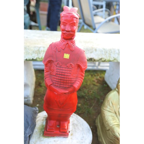 41 - Japanese figure garden ornament  red