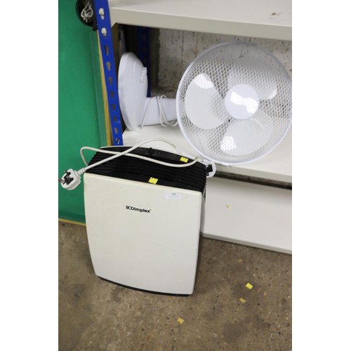 98 - Dimplex dehumidifier & 3 speed desk fan - warranted until 12 noon Tuesday following the above sale