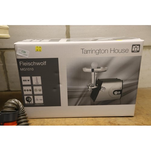 126 - Tarrington house meat grinder - warranted until 12 noon Tuesday following the above sale