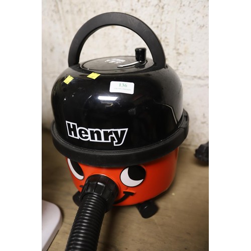 136 - Red Henry hoover - warranted until 12 noon Tuesday following the above sale