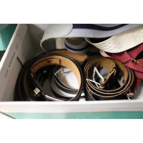 168 - Box of belts & braces