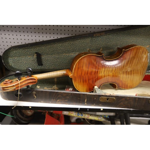 175 - Antique violin in case, a/f