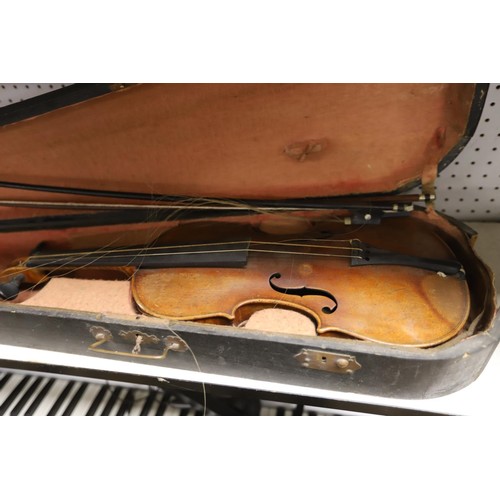 176 - Antique violin in case, a/f