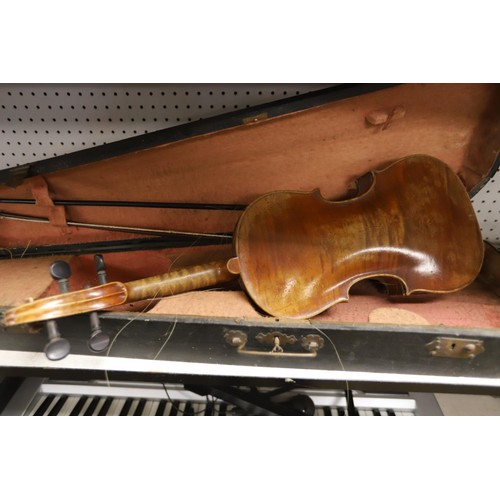 176 - Antique violin in case, a/f