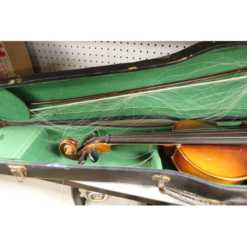 177 - Antique violin in case, a/f