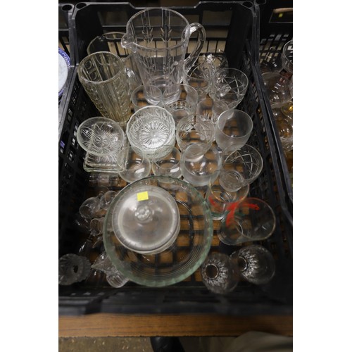 225 - 4 boxes of crockery & various glassware