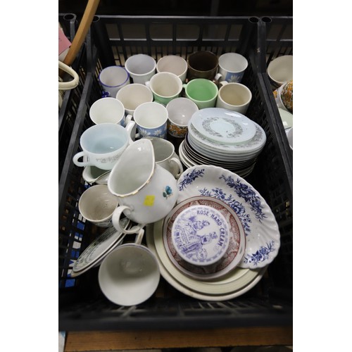 225 - 4 boxes of crockery & various glassware