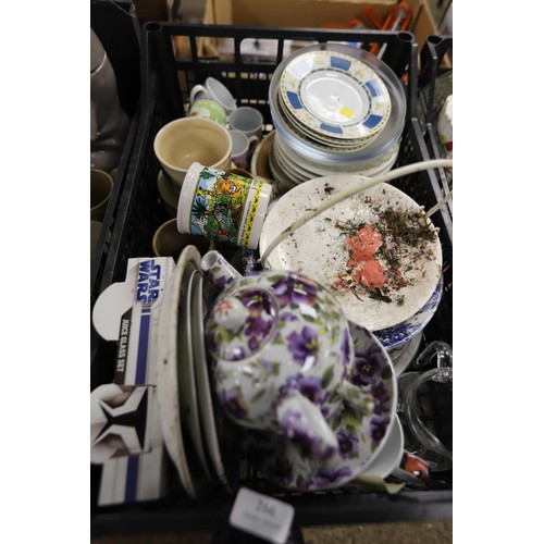 266 - 4 boxes of various crockery & glassware