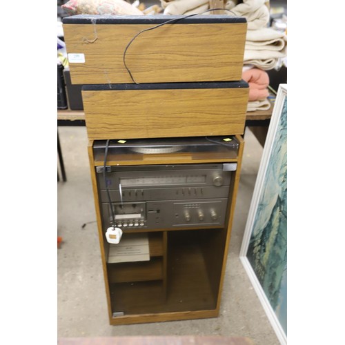 299 - Fidelity stereo system with speakers & cabinet - to be rewired by a qualified electrician