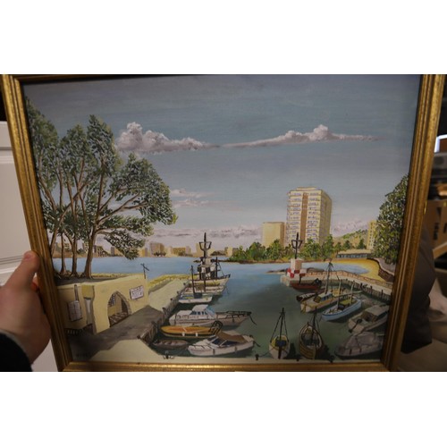 314 - 3 large paintings of sea & lake scenes