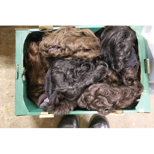 318 - Box of wigs & a box of scarves, etc