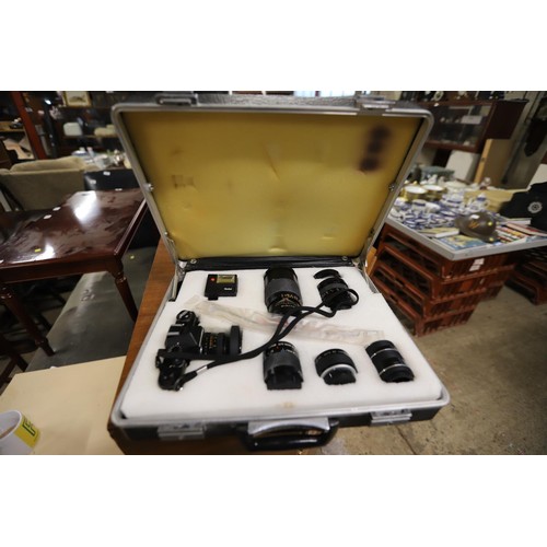 350 - Cased Chinon camera & accessories