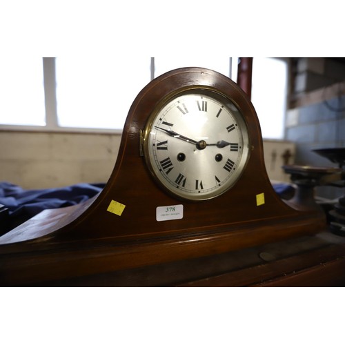 378 - Mantle clock with key & pendulum inside