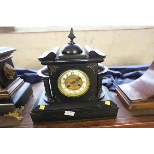 379 - Large antique Victorian marble mantle clock - no key or pendulum