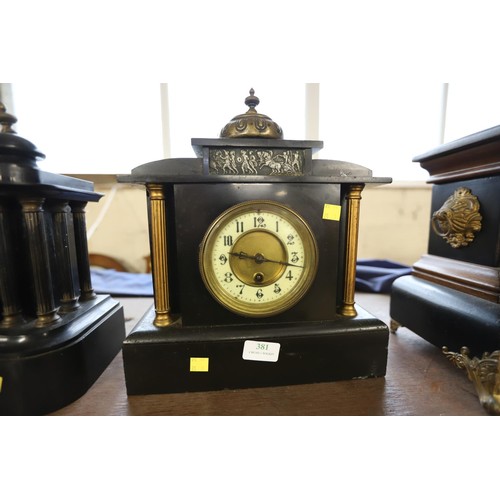 381 - Antique Victorian marble mantle clock - no key or pendulum