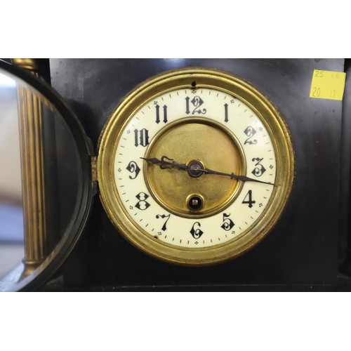 381 - Antique Victorian marble mantle clock - no key or pendulum