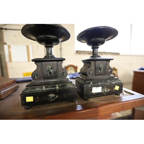 383 - Pair of Victorian marble pedestal tazzas on stands