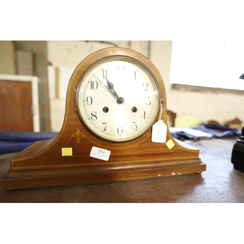 384 - Mantle clock with pendulum inside - no key