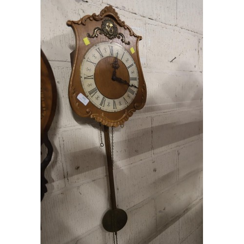 392 - Vintage German oak wall clock (no weights)