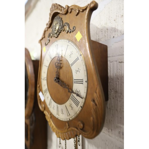 392 - Vintage German oak wall clock (no weights)