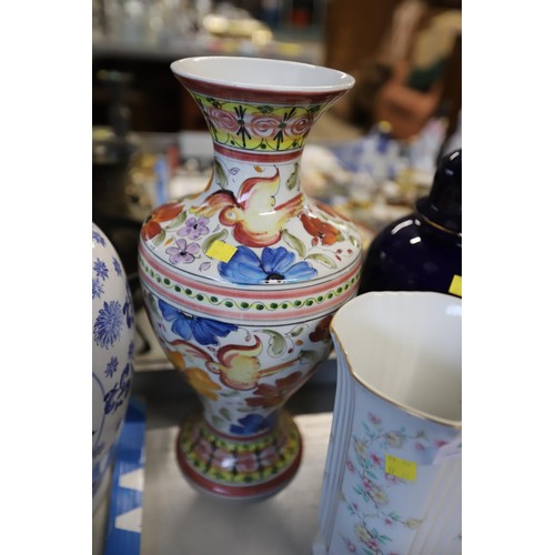 473 - 2 large vases & blue lidded jar