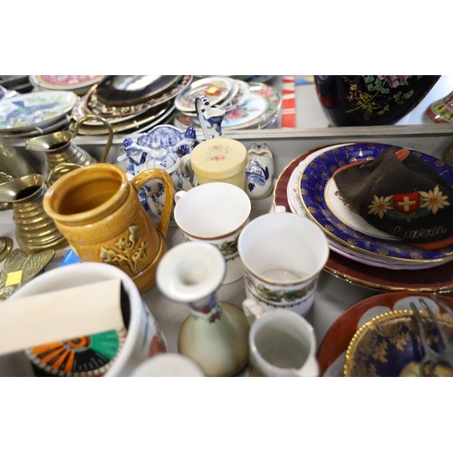 501 - Qty of collectables, incl clock, candlesticks, cups, saucer, cutlery, etc