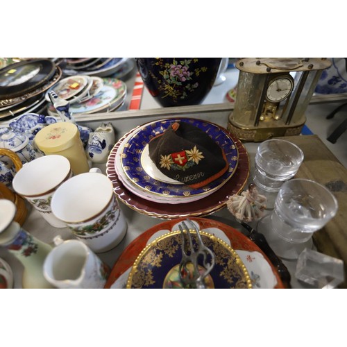 501 - Qty of collectables, incl clock, candlesticks, cups, saucer, cutlery, etc