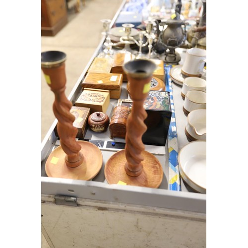 388A - Pair of wooden candlesticks