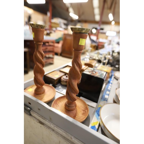 388A - Pair of wooden candlesticks