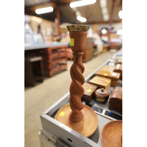 388A - Pair of wooden candlesticks