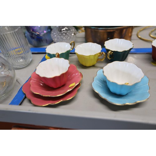 506 - Royal Stewart harlequin tea set, some damage