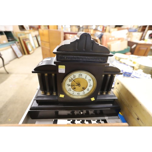 511 - Antique Victorian marble mantle clock - no key or pendulum