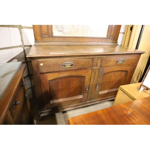 575 - Large arts & craft style oak mirror back sideboard