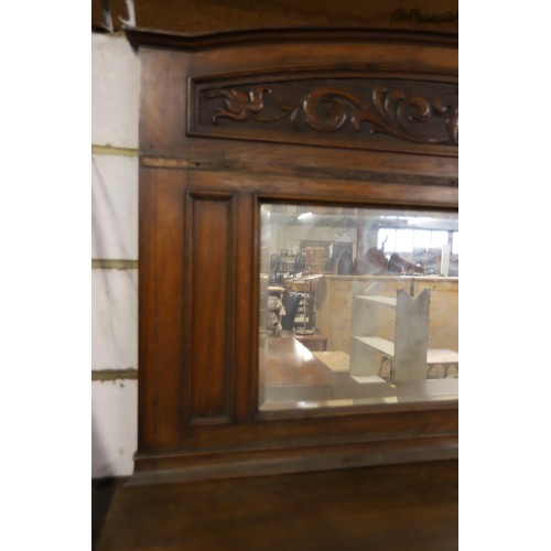 575 - Large arts & craft style oak mirror back sideboard