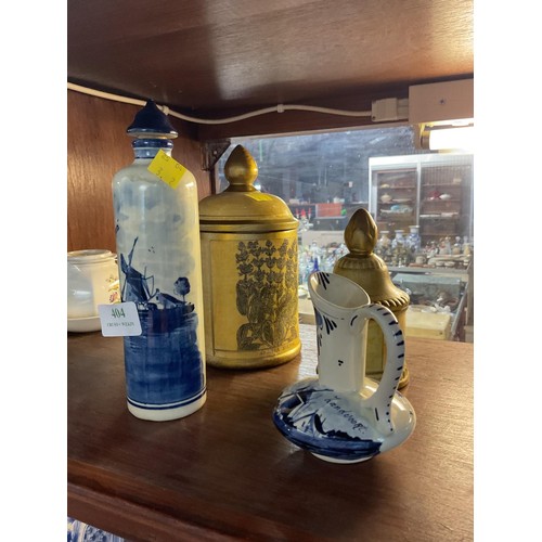 404 - Delf jug & bottle, 2 Italian pots