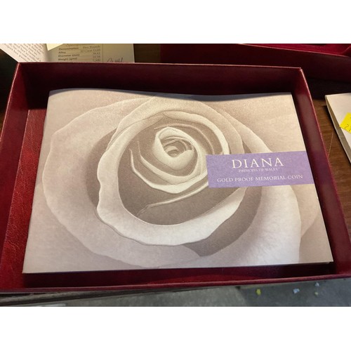 413 - Diana Princess of Wales 22ct gold proof memorial coin 1999 (39.94gms), complete with booklet & case