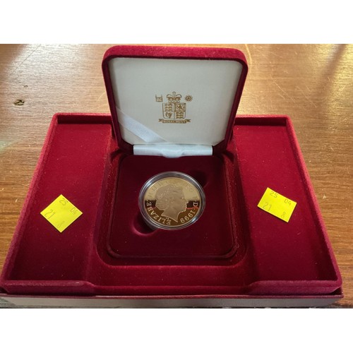 413 - Diana Princess of Wales 22ct gold proof memorial coin 1999 (39.94gms), complete with booklet & case