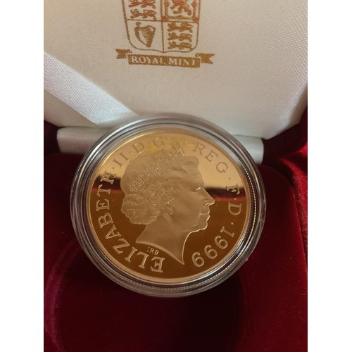 413 - Diana Princess of Wales 22ct gold proof memorial coin 1999 (39.94gms), complete with booklet & case