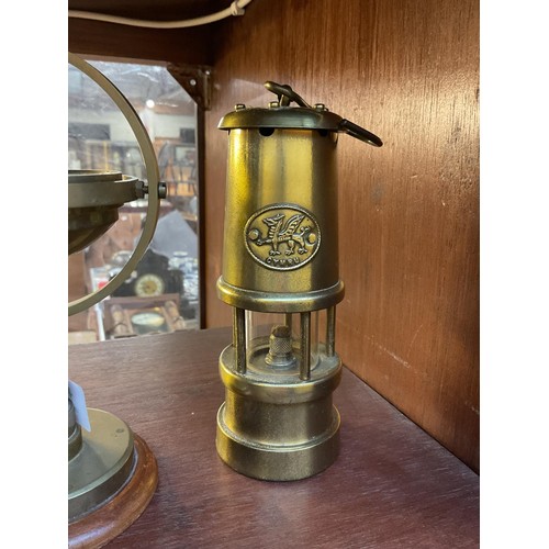 425 - Brass Navy lamp and ships compass