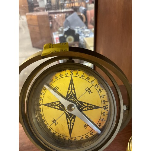 425 - Brass Navy lamp and ships compass