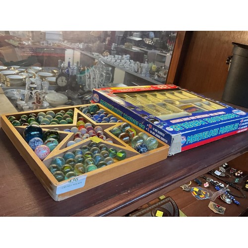 436 - Vintage marbles & old box set of marbles