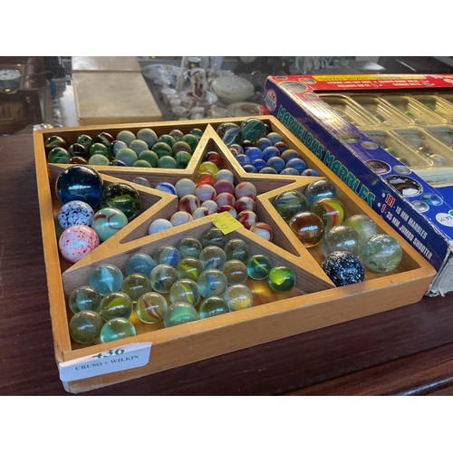 436 - Vintage marbles & old box set of marbles