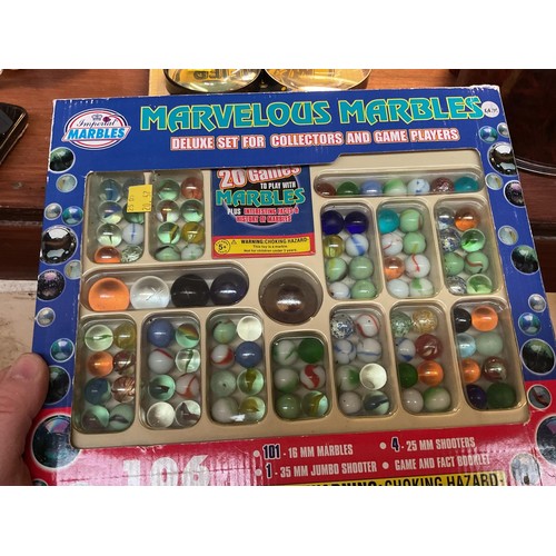 436 - Vintage marbles & old box set of marbles