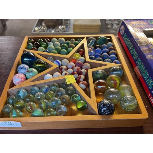 436 - Vintage marbles & old box set of marbles