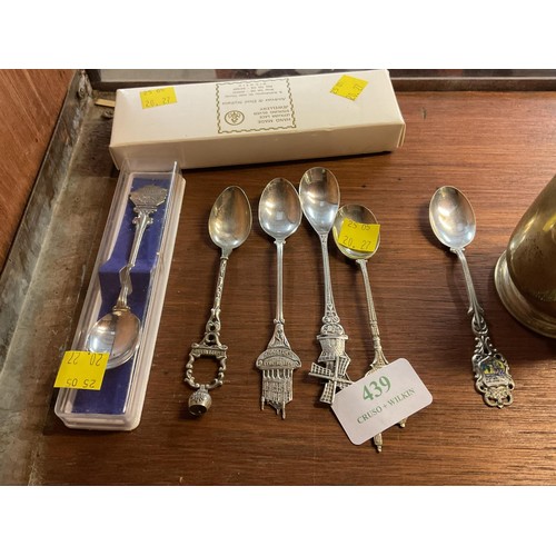 439 - Silver tankard (1957) spoon, etc