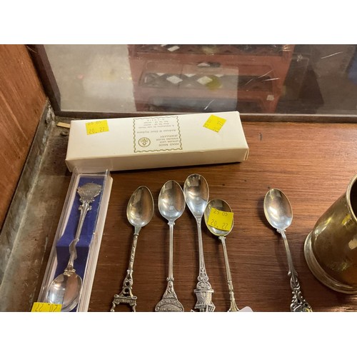 439 - Silver tankard (1957) spoon, etc