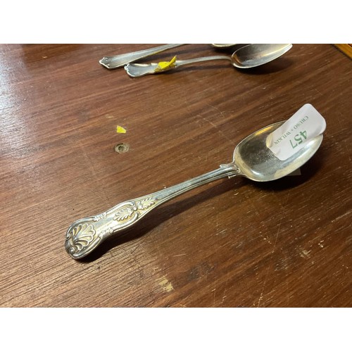 457 - 4 silver hallmarked spoons - 192 grams total