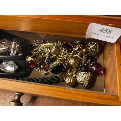 458 - Jewellery box & contents