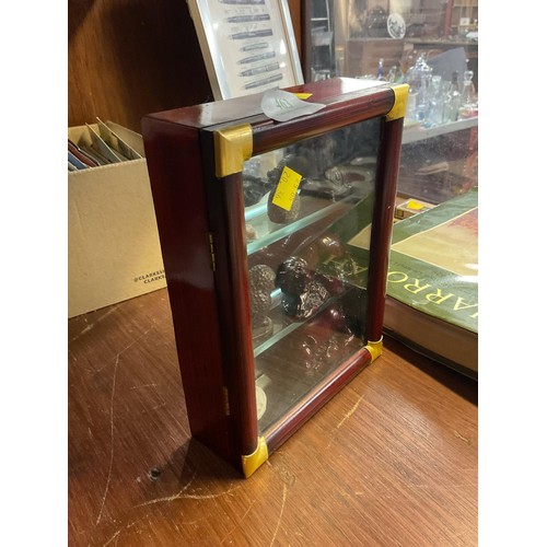 463 - Small display case with onyx, etc small animals